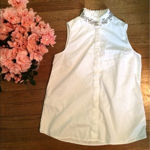EUC J Crew jeweled neck sleeveless top