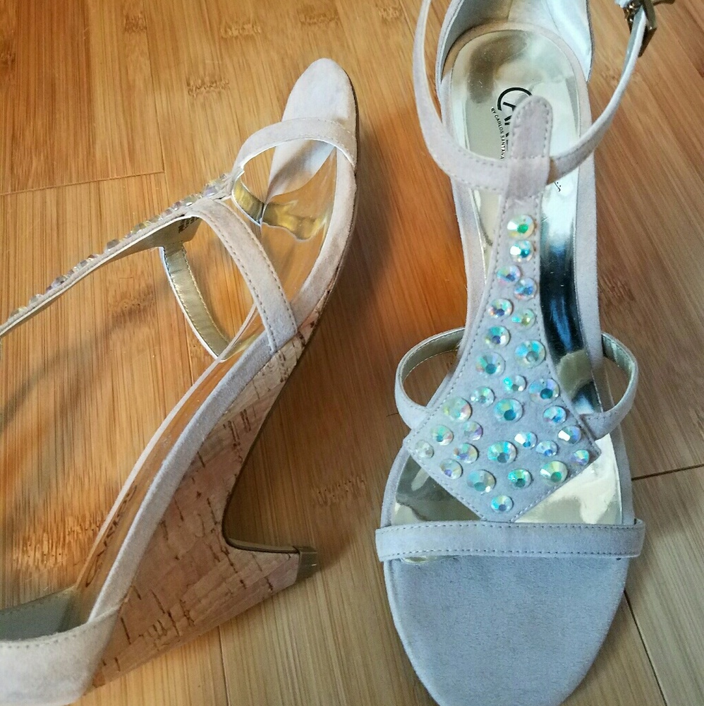 Strappy Rhinestone Sandals with Kitten Heel