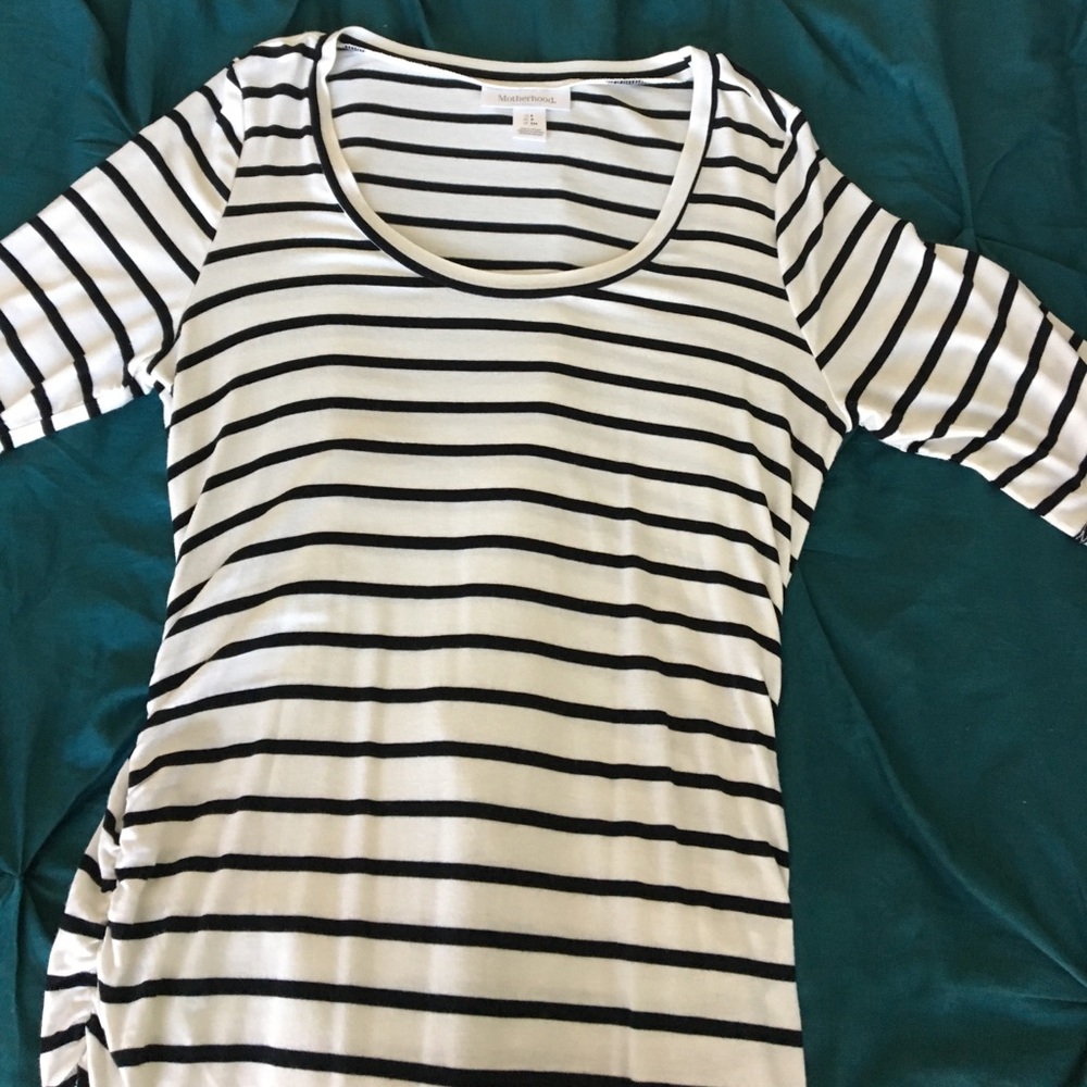 Black and White Stripped Maternity Dress
