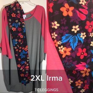 Lularoe 2x pink gray Irma & TC Floral leggings NWT Lularoe 2x pink gray Irma & TC Floral leggings NWT