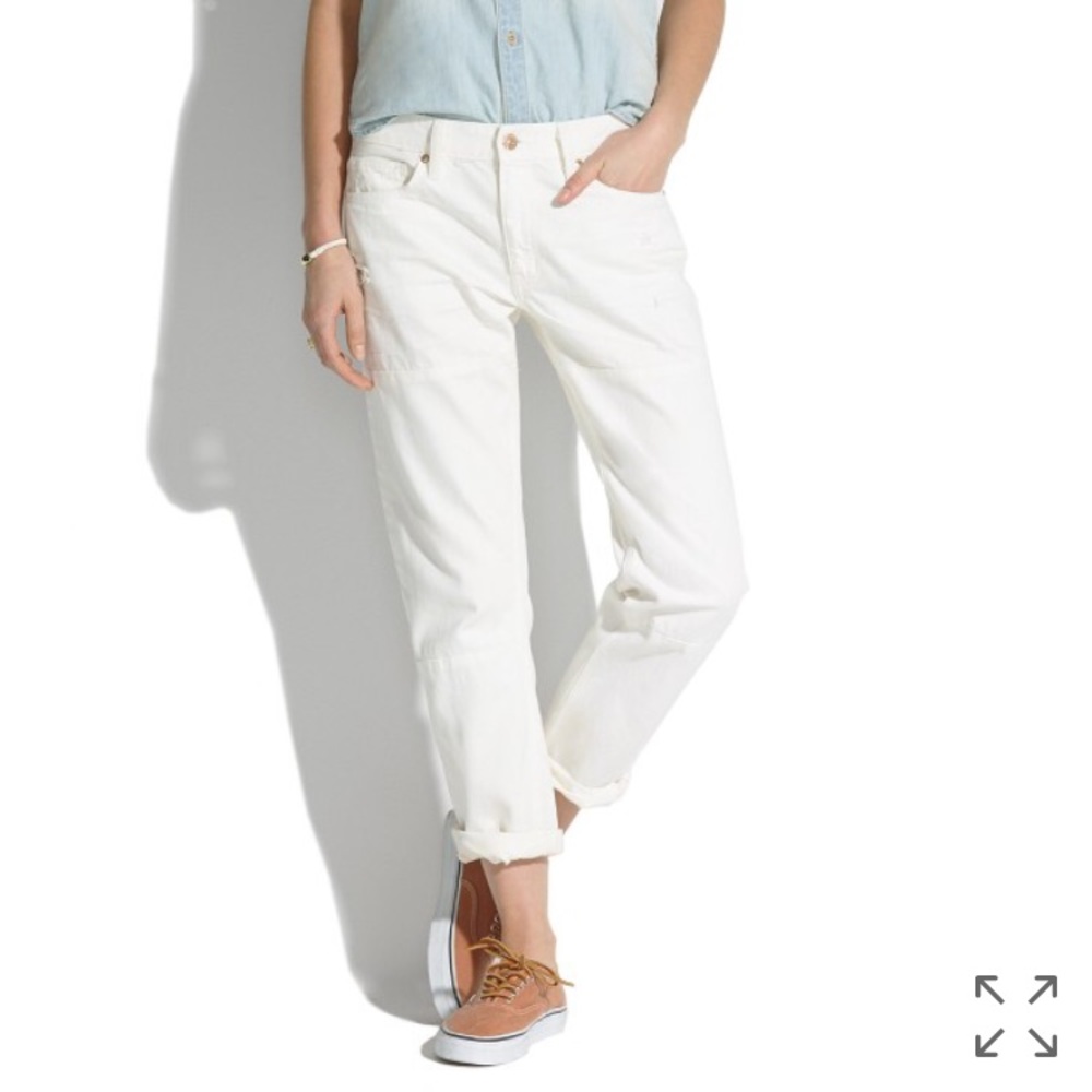 Madewell Rivet & Thread Selvedge boyjean in white