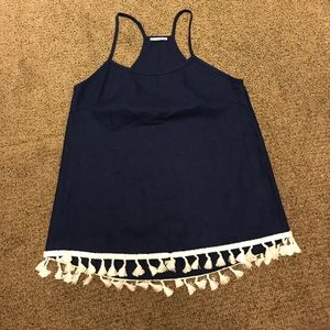 Navy blue tassel fringe tank