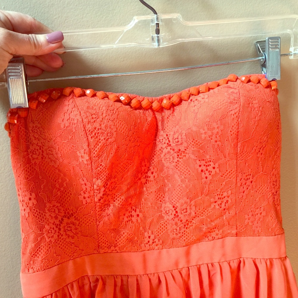 Gorgeous orange strapless romper