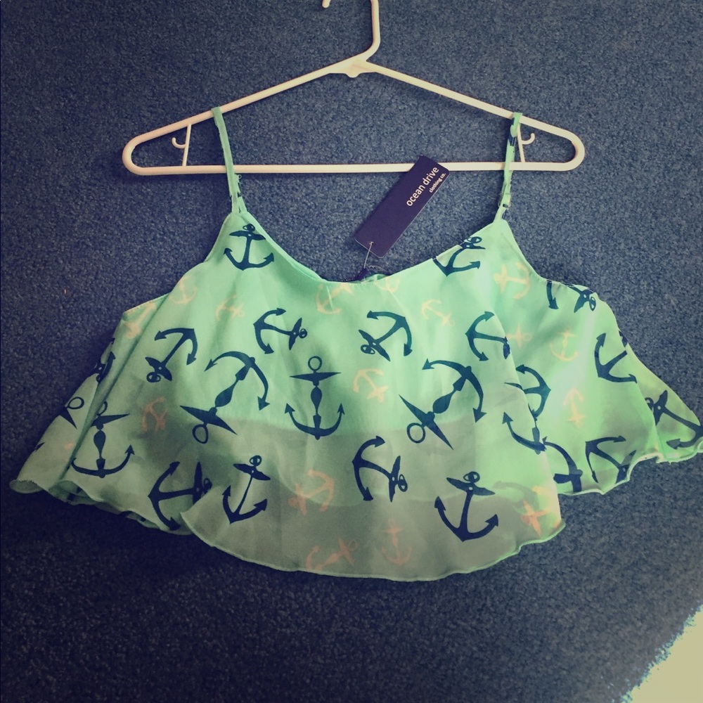 NWT Turquoise Anchor Crop Top Bralette Bikini
