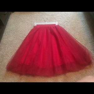 Red Tulle Flowing Skirt