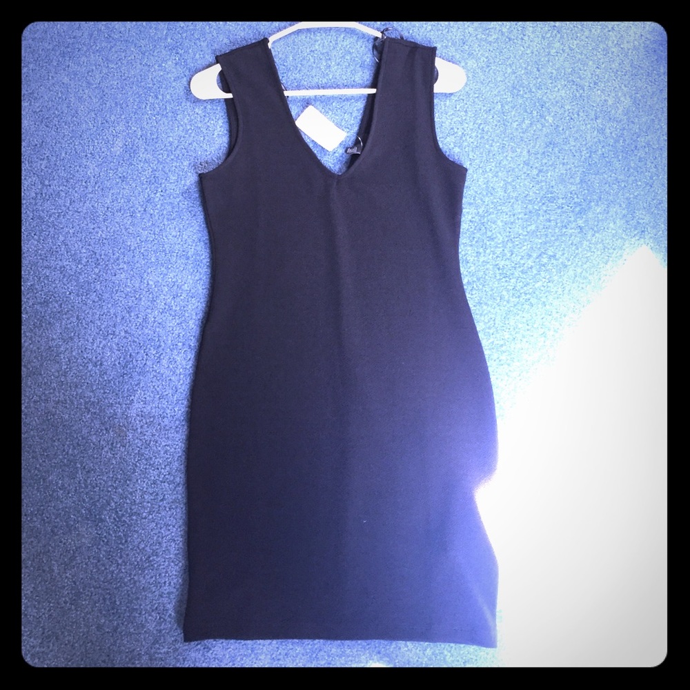 NWT Forever 21 Black Deep V-neck Bodycon Dress