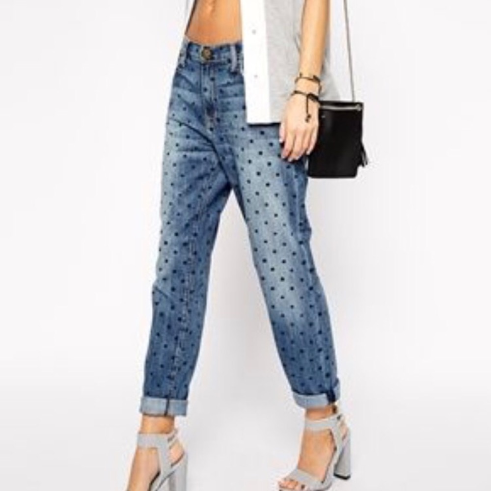 Current Elliot Polka Dot Boyfriend Crop Jean
