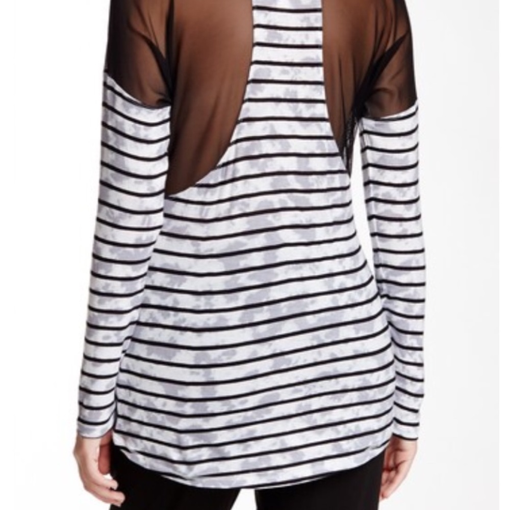 Betsey Johnson striped black white mesh shirt - Picture 4 of 5