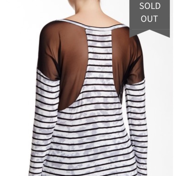 Betsey Johnson striped black white mesh shirt - Picture 3 of 5