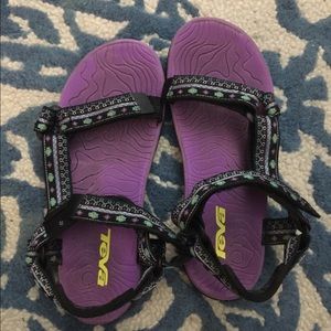 Purple and black girls tevas