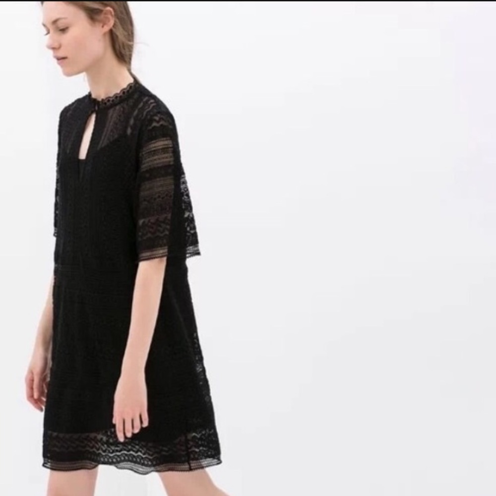 Zara basic black lace dress. Only worn once!