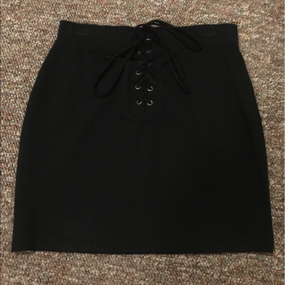 Black lace up skirt