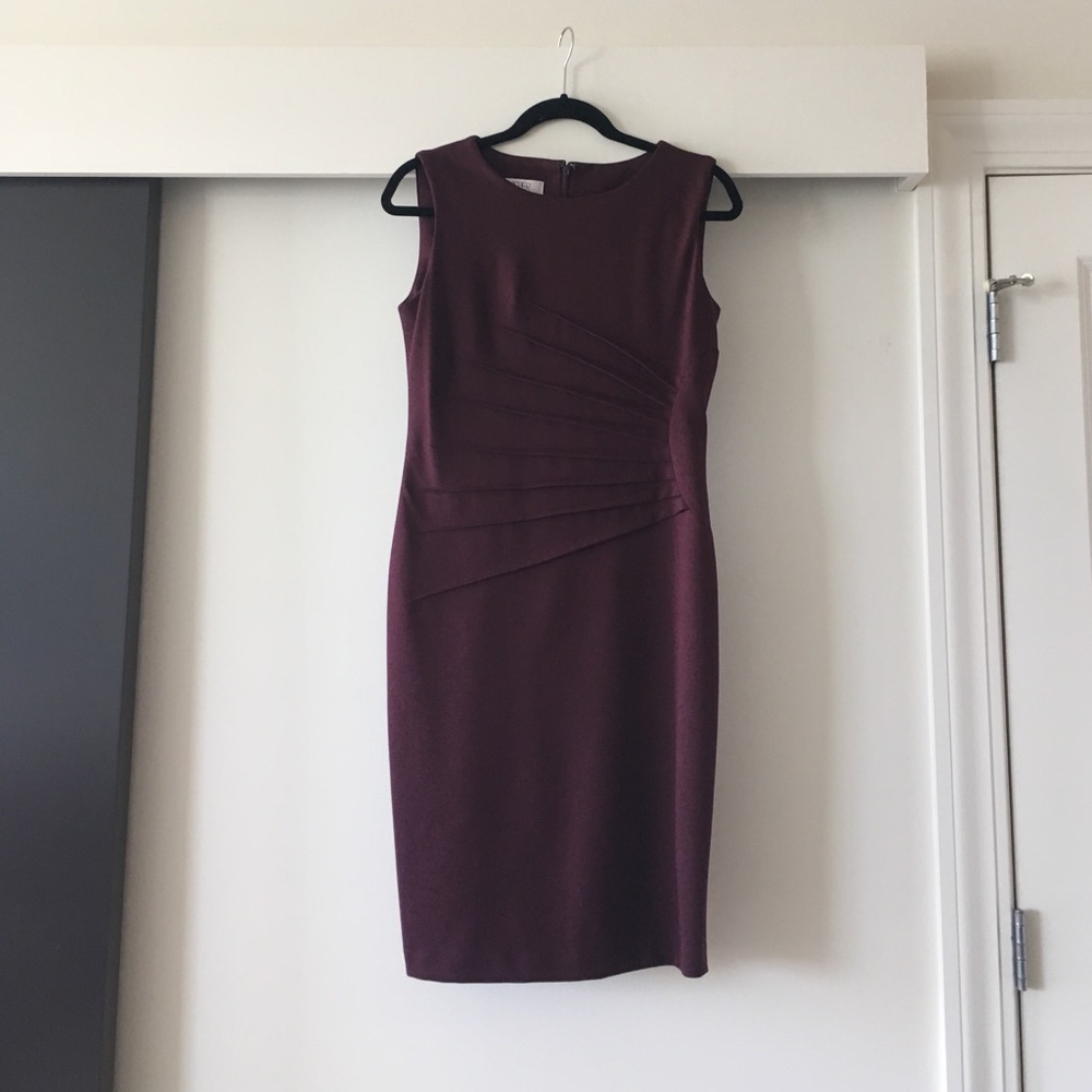 Kasper Side Starburst Dress - Maroon