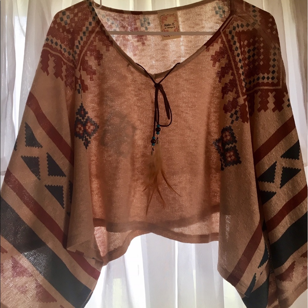 Boho crop tunic blouse. Worn once!