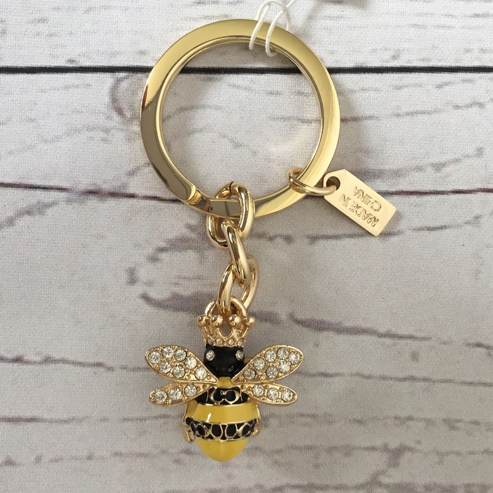 Coach Queen Bee Pave Keychain Key Fob