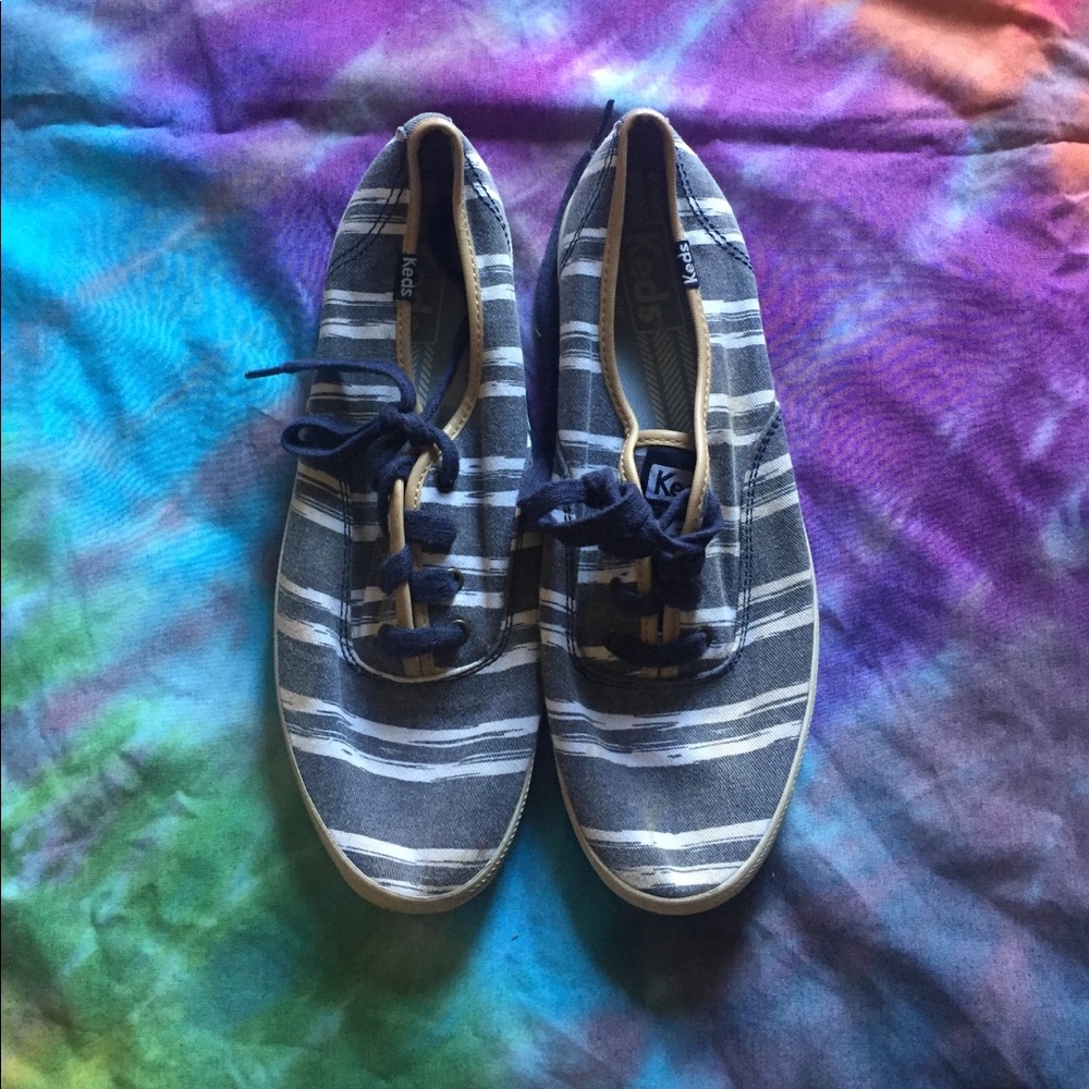 navy and white striped keds