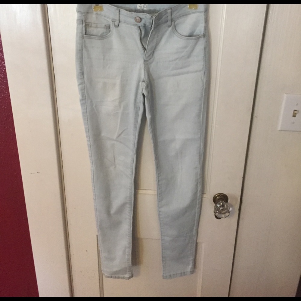 High Waisted Light Wash Stretch Skinny Jeans