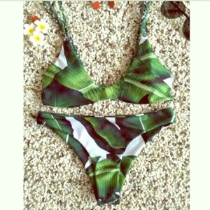Palm Tree Braided Bikini Set