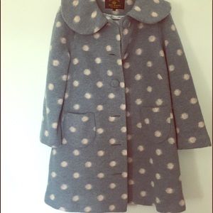 Hell Bunny coat - Size L- Blue & White Polka Dots