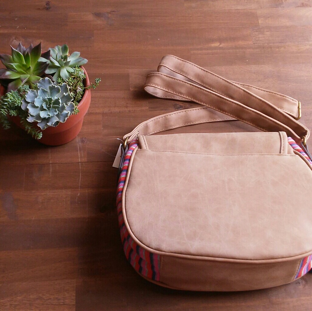 Crossbody Boho Pom Pom Striped Festival Purse Bag - Picture 3 of 4