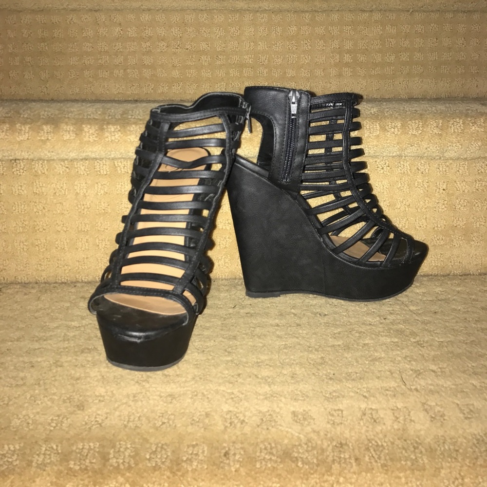 Black strapped heels