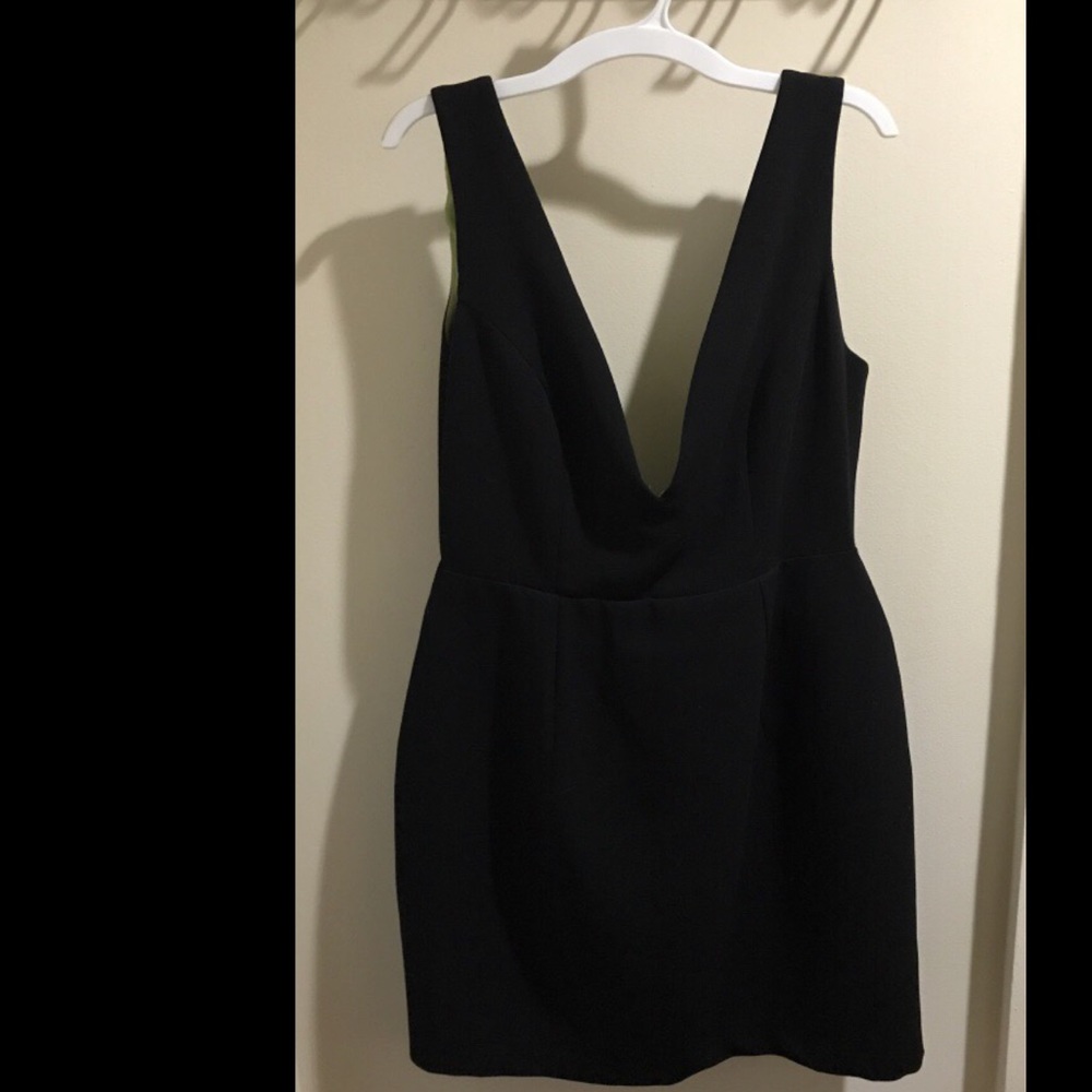 ASOS black deep v-neck sleeveless mini dress sz 8