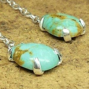925 Handmade Turquoise Dangle Stud Earrings