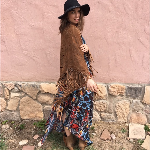 Free People Sweaters - Sued Fringe Poncho/Cape