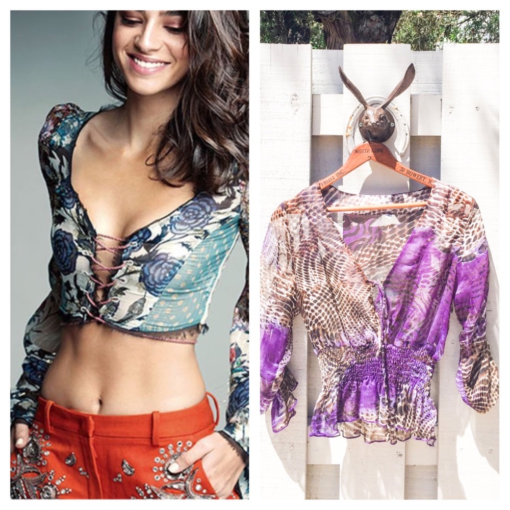 Purple animal print Roberto Cavalli style blouse
