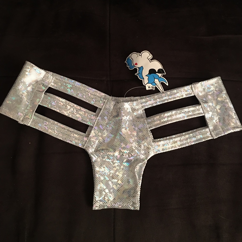 NEW! White hologram micro cut out booty shorts