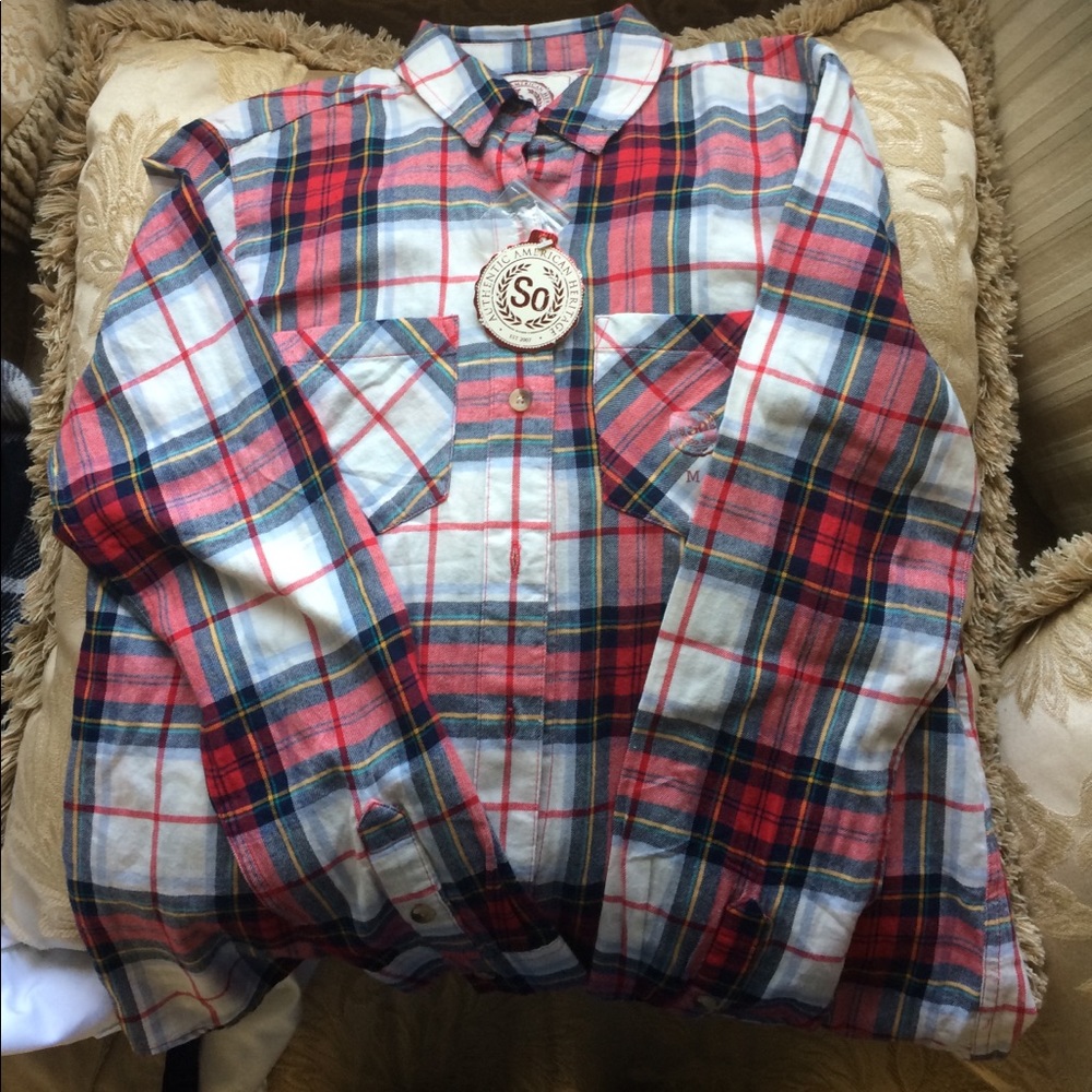 Ladies M Red plaid shirt