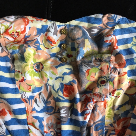 Floral Striped Strapless Romper - Picture 3 of 4