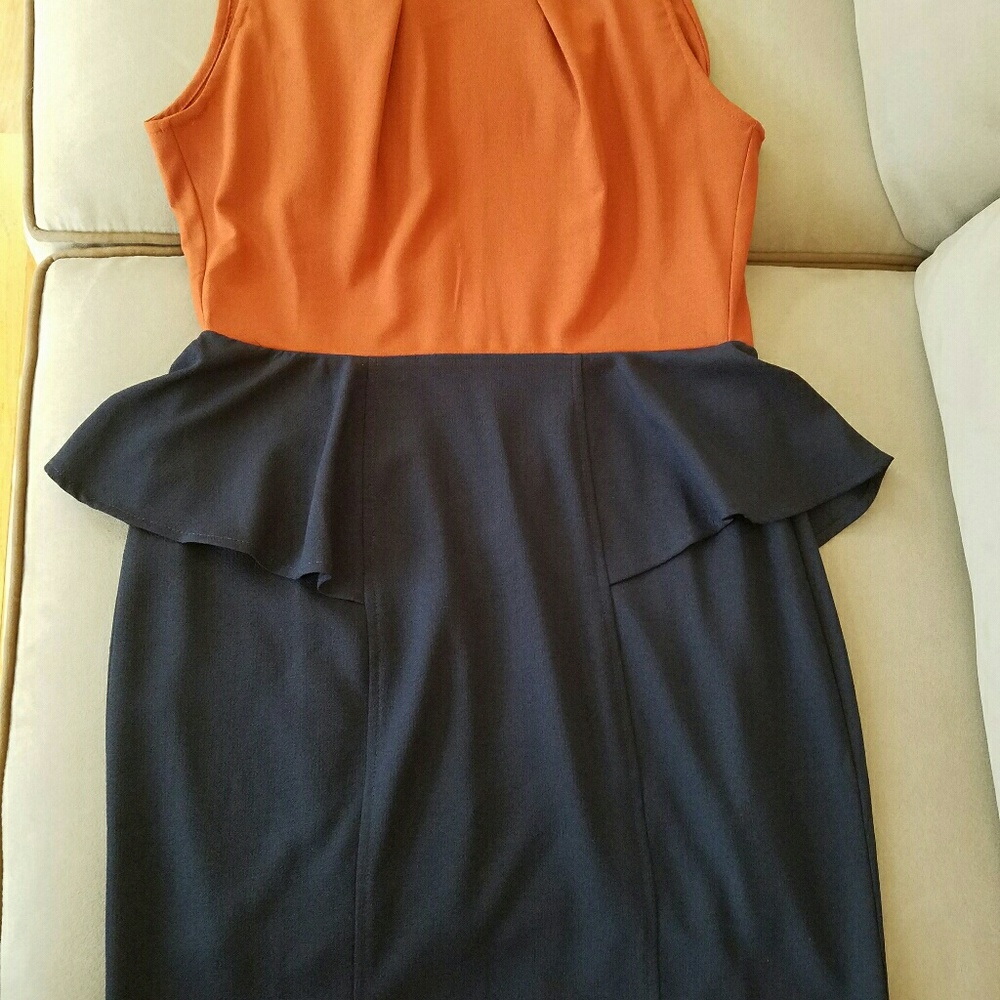 Orange and Blue Peplum dress