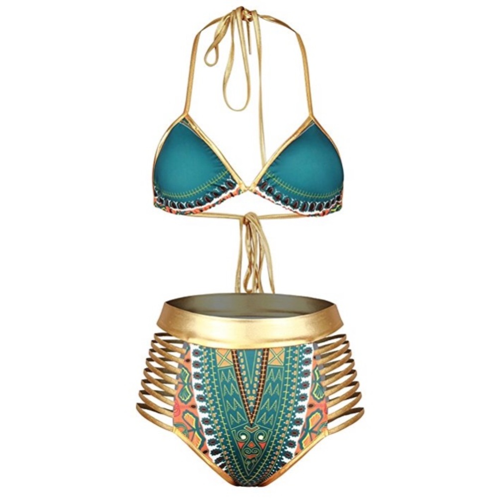 ✨Tribal Metallic High Waisted Bikini✨
