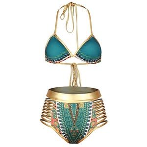 ✨Tribal Metallic High Waisted Bikini✨