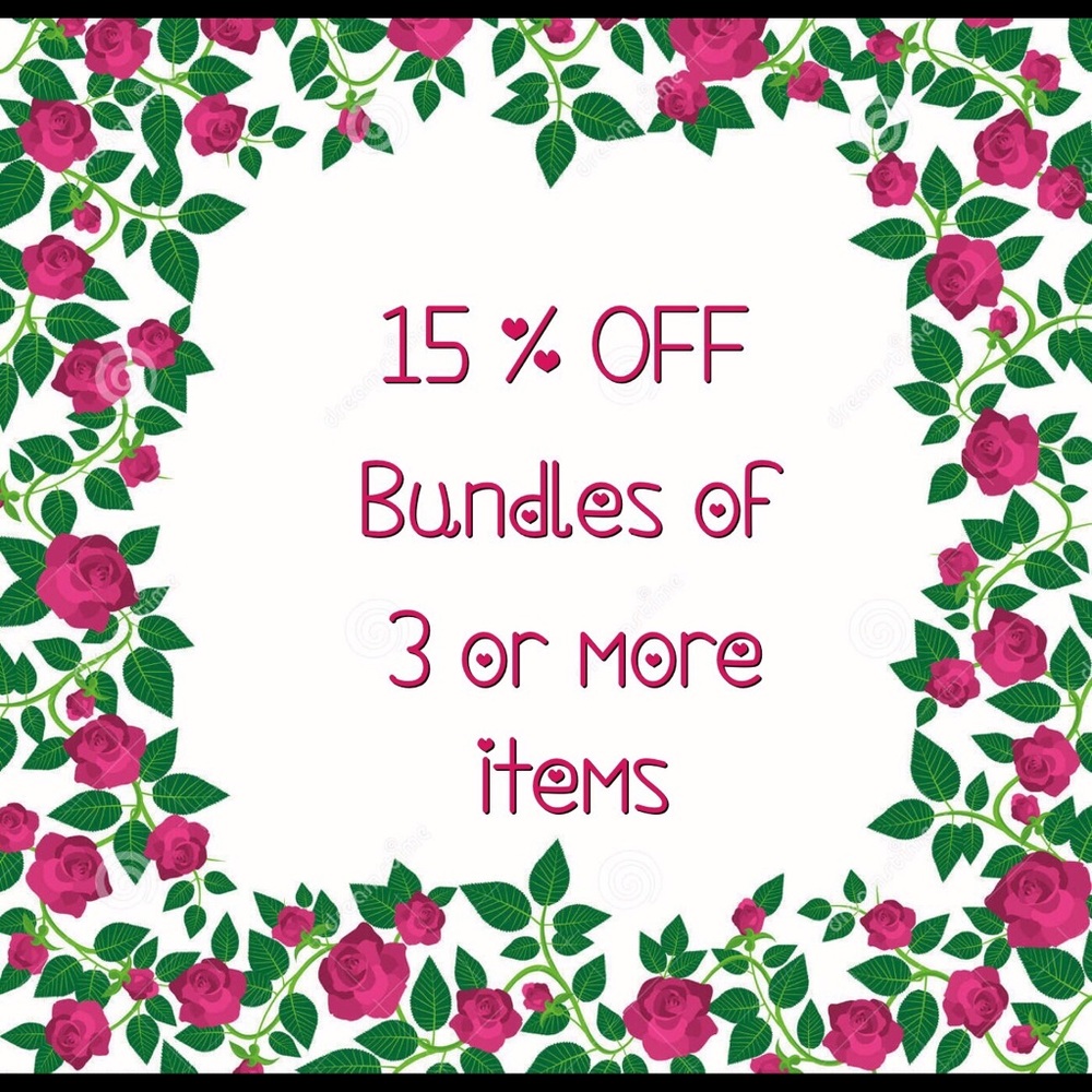 15% off bundles of 3 or more items 💖