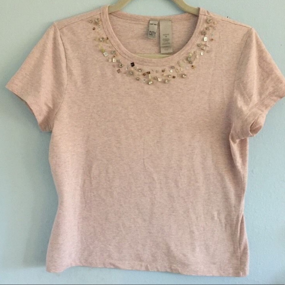 DKNY Pink/Lavender Glitter Top