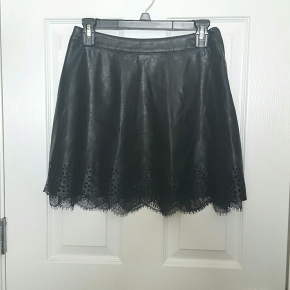 NWT: Black Leather Circle Skirt - Picture 1 of 3