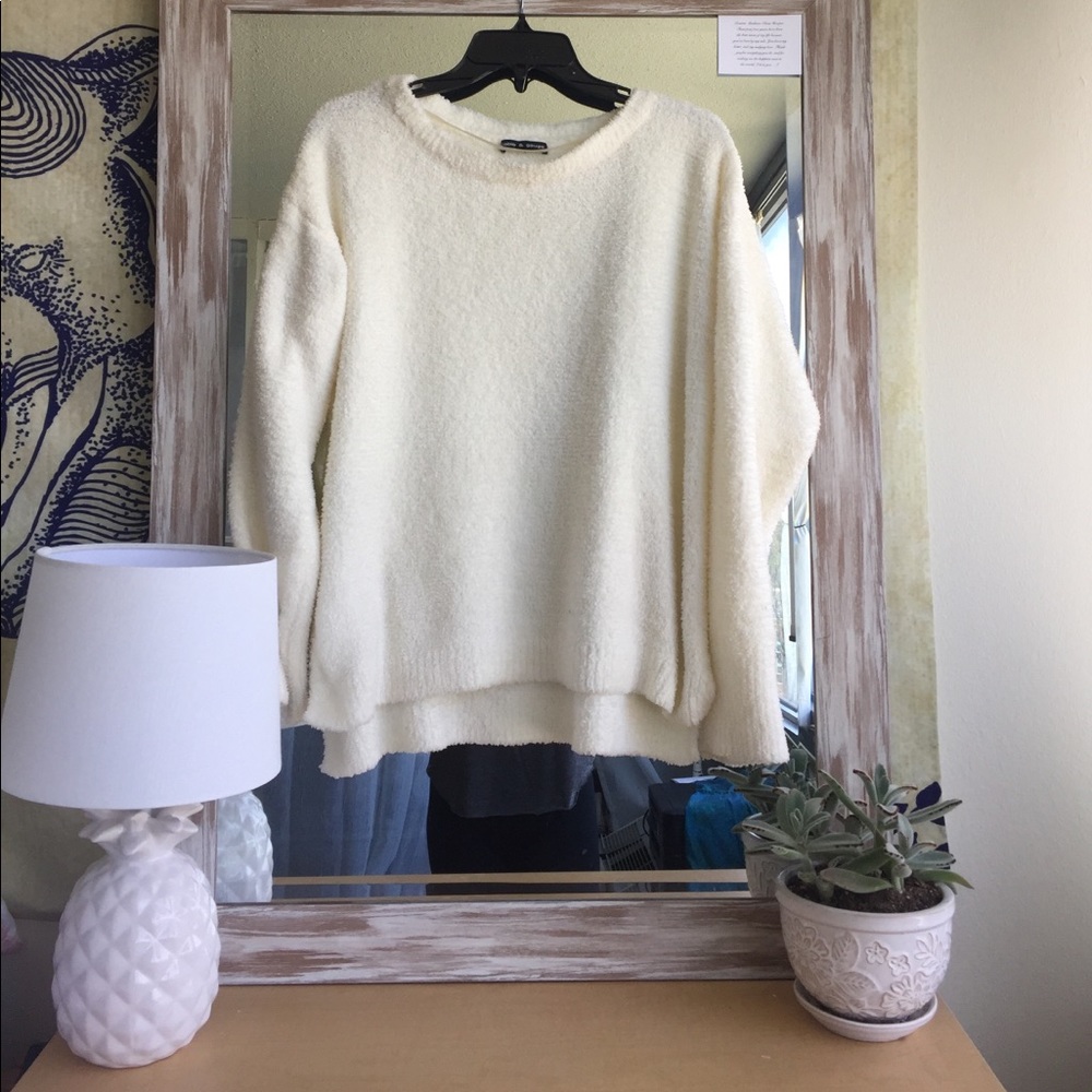 Scoop Neck Fuzzy Sweater