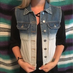 Denim ombre studded vest