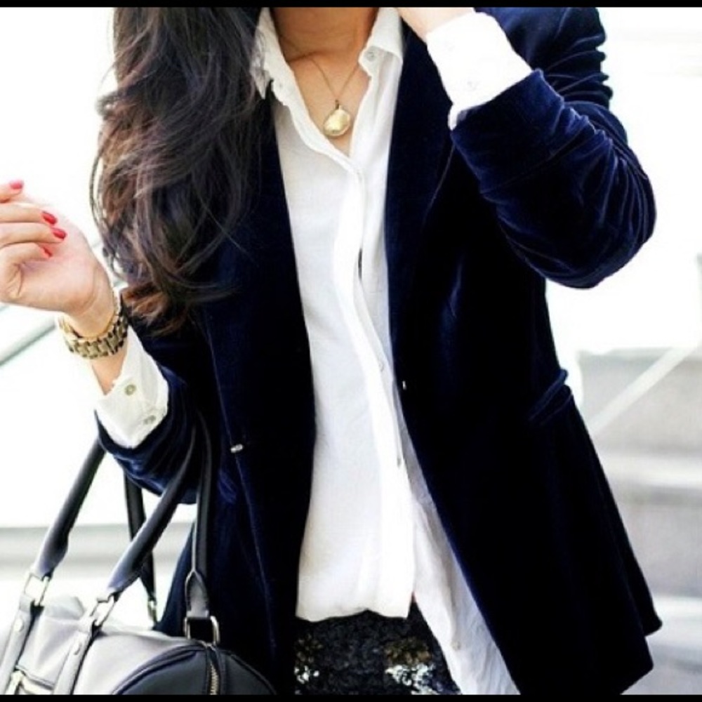 Blue velvet J. CREW peplum blazer