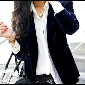 Blue velvet J. CREW peplum blazer
