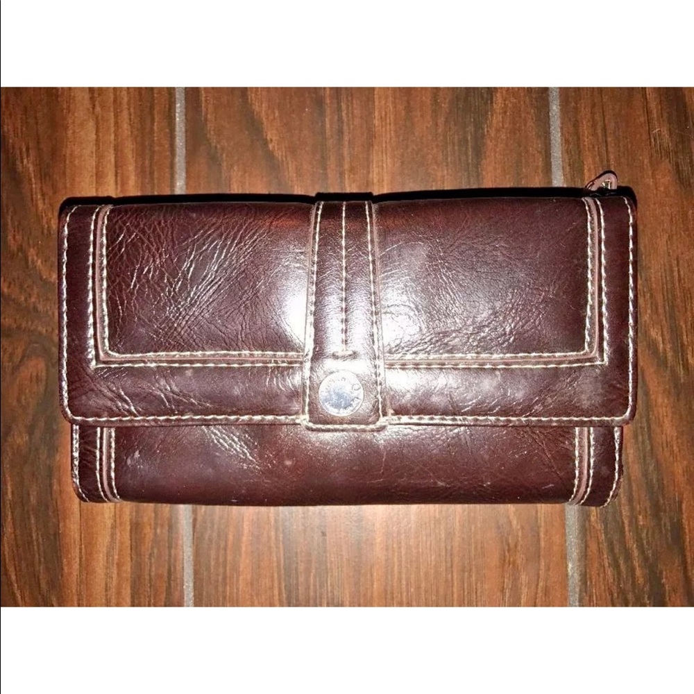 Nine & Co Wallet Checkbook Style Brown EUC
