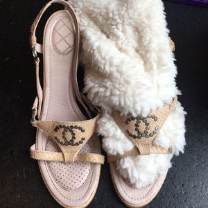 Chanel pink/nude sling backs.