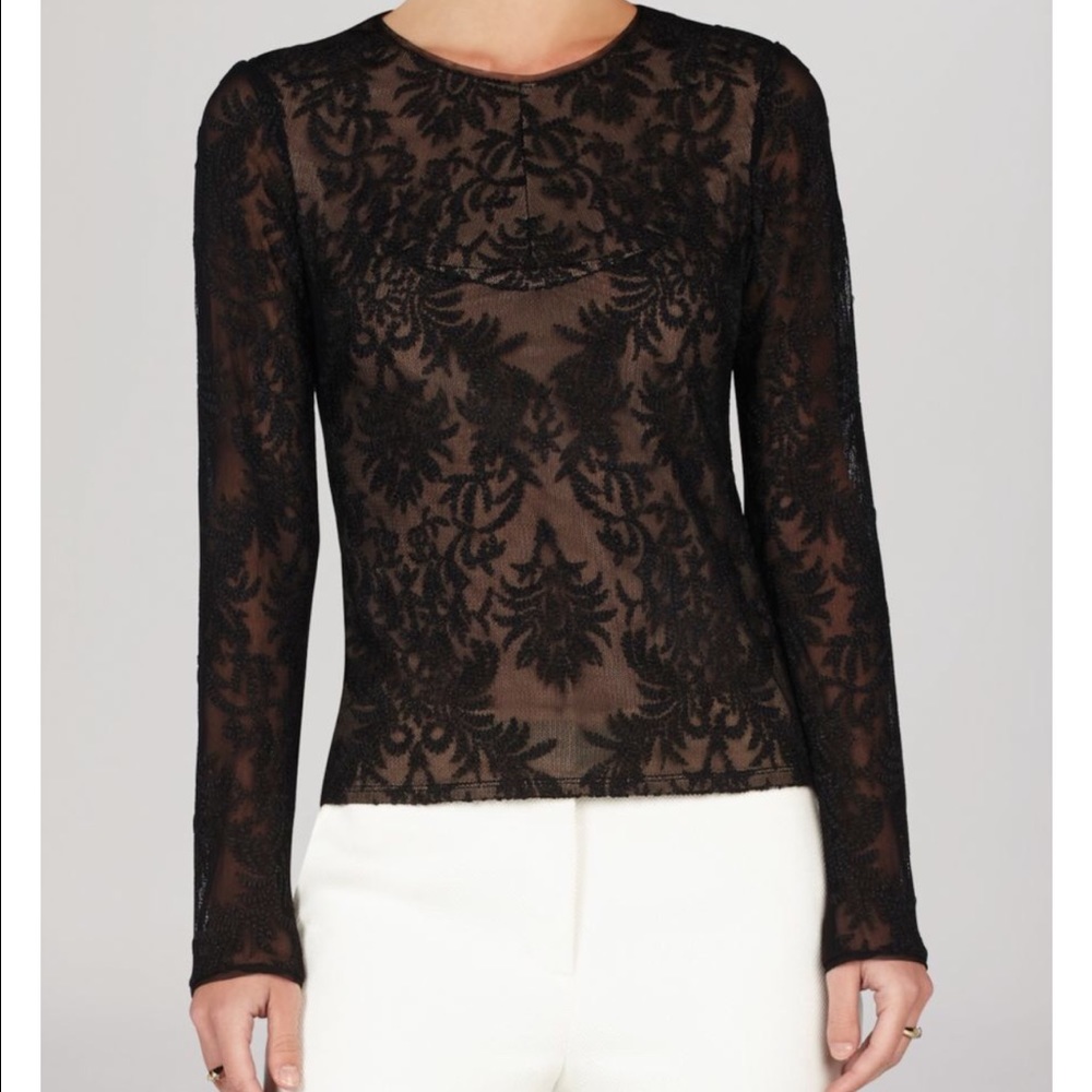 BCBG Kendalin Long-Sleeve Embroidered Top