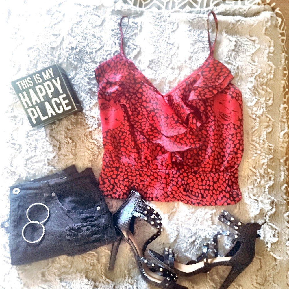 Vintage red and black salsa 💃🏽 style top.