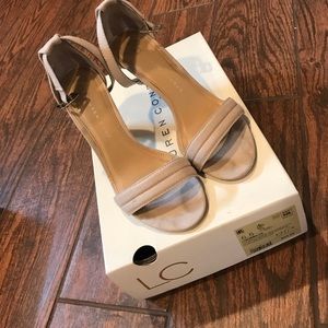 Nude ankle strap heels