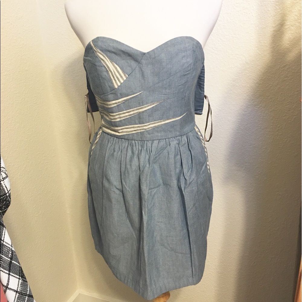 Hype Strapless Chambray Dress