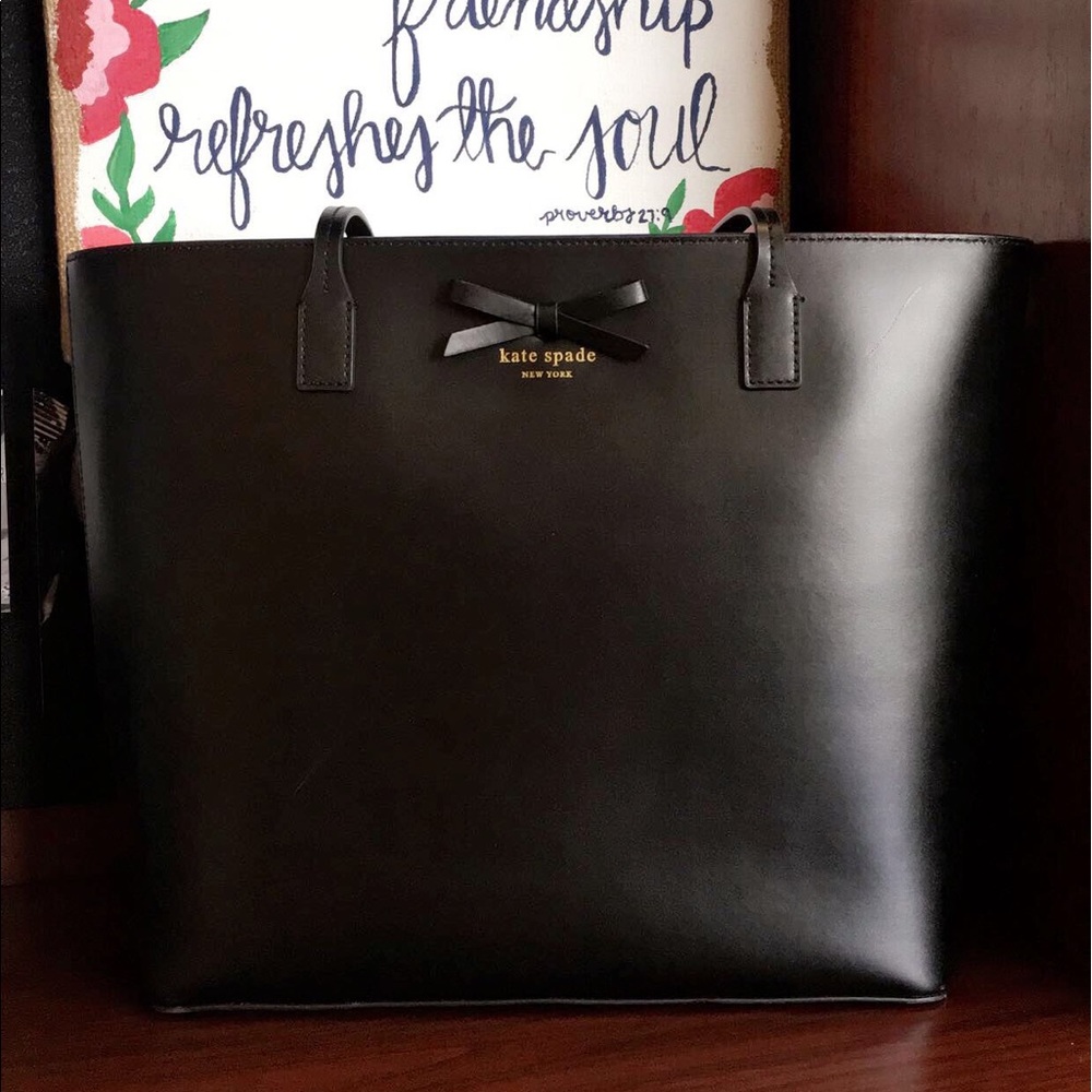 Kate Spade All Black Leather Tote - Picture 1 of 4