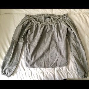 Brandy Melville navy/white off the shoulder top